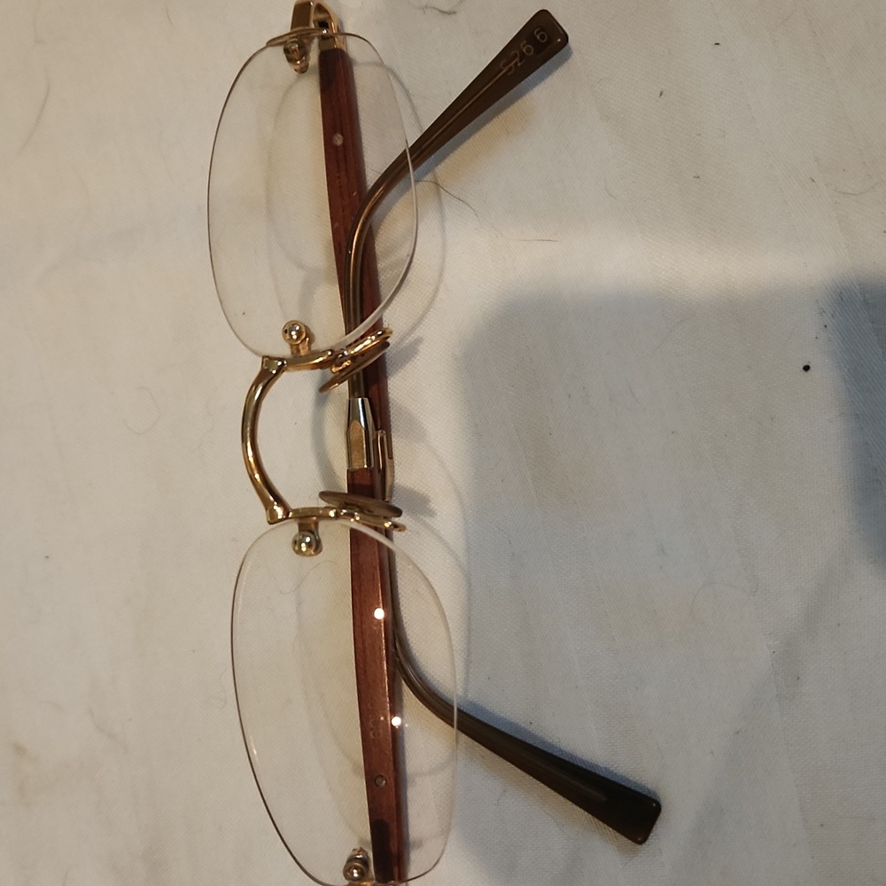 Gold & Wood Rimless Eyeglasses